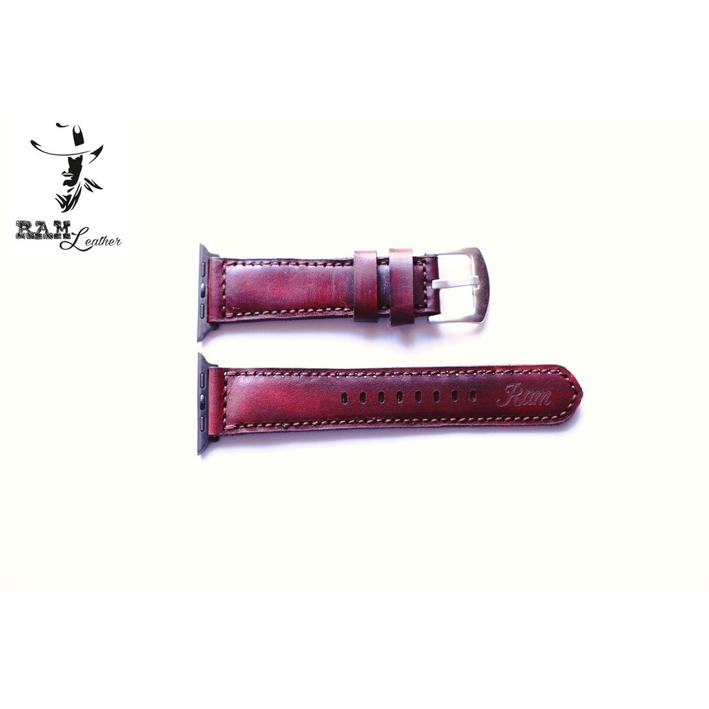 Dây Đồng Hồ Thủ Công Da Thật RAM Leather 1970 Da Bò Italia Veg Nâu Đỏ Bền Đẹp 18mm, 20mm, 22mm, Casio 1200, AW iwatch