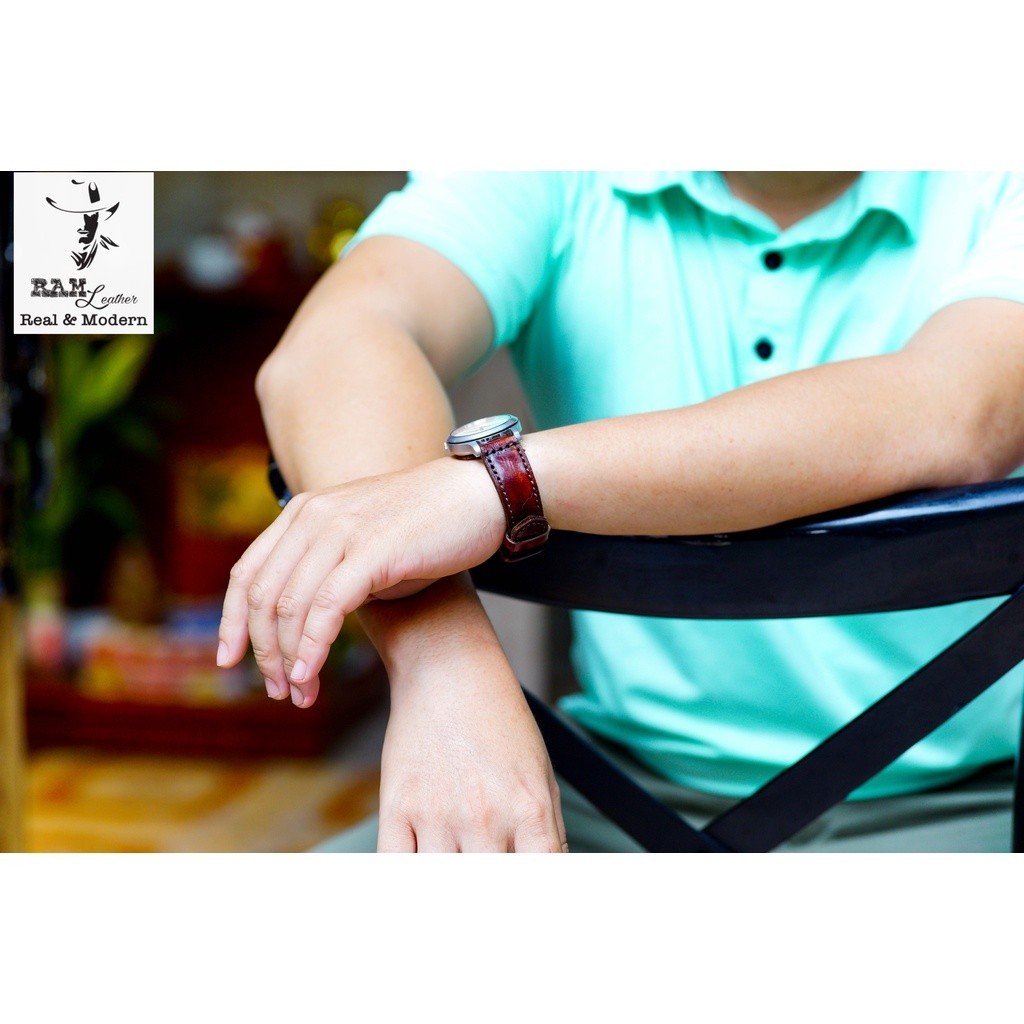 Dây Đồng Hồ Thủ Công Da Thật RAM Leather 1985 Da Bò Bền Đẹp 18mm, 20mm, 22mm, Casio 1200, iwatch AW đủ seri
