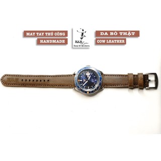 Dây đồng hồ da thật handmade ram leather 24mm da bò ram leather siêu bền