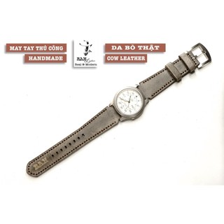 Dây Đồng Hồ Da Thật Handmade RAM Leather Cho Seiko 5 37mm Da Bò Size 18 Siêu bền
