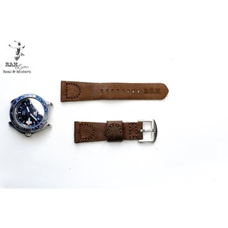 Dây Đồng Hồ Da Thật Handmade RAM Leather Pilot Quân Đội Da Bò Siêu bền 18mm, 20mm, 22mm, Casio 1200, iwatch AW