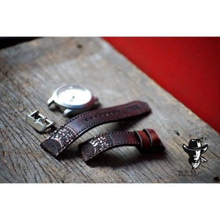 Dây Đồng Hồ Da Thật Handmade RAM Leather Trống Đồng Mahogany Da Bò Italia Vegtan 18mm, 20mm, 22mm, Casio 1200, AW iwatch