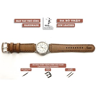 Dây đồng hồ siêu bền handmade dw daniel wellington da bò ram leather 20mm siêu bền