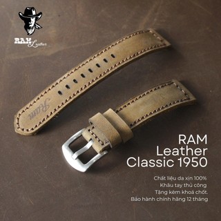 Dây Đồng Hồ Handmade RAM Leather 1950 Da bò Sáp Ngựa Cực Chất Siêu bền 18mm, 20mm, 22mm, Casio 1200, AW iwatch