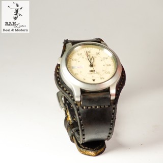 Dây Đồng Hồ Handmade RAM Leather BX Da Bò Đen Italia Veg Bundstrap Quân Đội 18mm, 20mm, 22mm, Casio 1200, iwatch AW