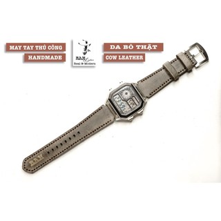 Dây Đồng Hồ Handmade RAM Leather Cho Casio CASIO AE1200, AE 1200, 1300 WHD và Dây 18mm Da bò Siêu bền