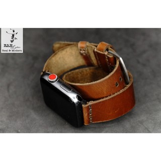 Dây Đồng Hồ Handmade RAM Leather Double Straps Da bò thật màu Nâu Đỏ Siêu bền 18mm, 20mm, 22mm, Casio 1200, iwatch AW
