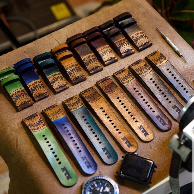 Dây Đồng Hồ Thủ Công RAM Leather SGREEN Da Bò Italia Veg Trống Đồng 18mm, 20mm, 22mm, Casio 1200, iwatch AW