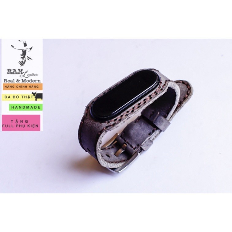 Dây Mi band Da Bò Cho Miband 3, Miband 4, Miband 5, Miband 6, Miband 7, Mi band 7 - RAM Leather