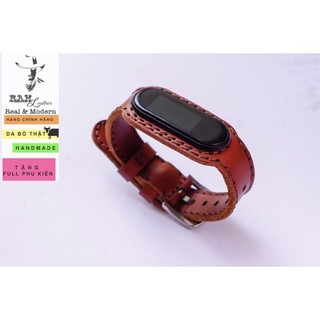 Dây Mi band Da Bò Thật Nâu Đất Cho Mi band 3 , Mi band 4 , Mi band 5, Mi band 6, Miband 7 RAM Leather