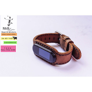Dây Mi band Da Bò Nâu RAM Leather Cho Mi band 3, Mi band 4, Mi band 5, Mi band 6, Mi band 7 RAM Leather