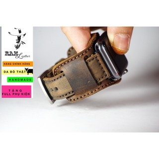 Tấm Đệm Dây Đồng Hồ Da Bò Handmade Sáp Nâu RAM Leather B2 Và Chống Rơi Đồng Hồ 18mm, 20mm, 22mm, Casio 1200, AW iwatch