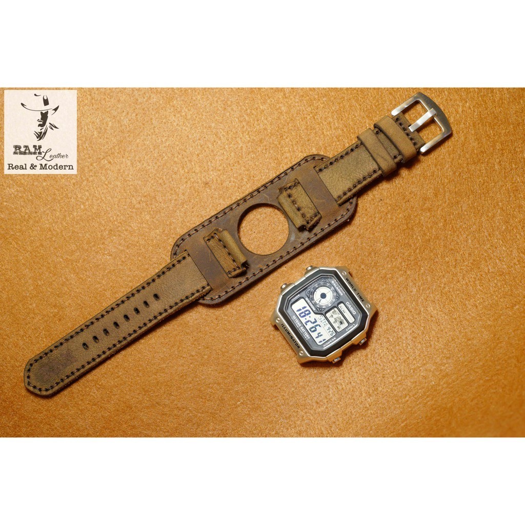 Tấm Lót Bundstrap Quân Đội Da Bò B1 Sáp Ngựa Nâu Đất - RAM Leather - Đủ Size