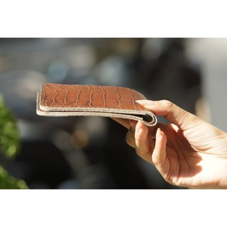 Ví Siêu bền da bò thật Handmade da bò mini RAM Leather Simple Vân Cá Sấu