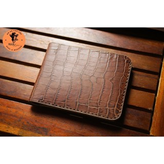 Ví Siêu bền da bò thật Handmade da bò mini RAM Leather Simple Vân Cá Sấu