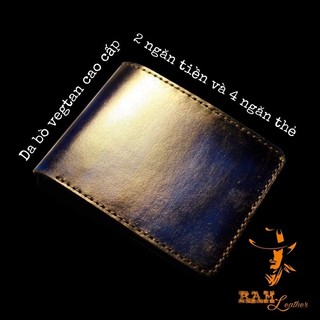Ví Siêu bền da bò thật Handmade da bò RAM Leather Italia Veg Xanh Dương Navy