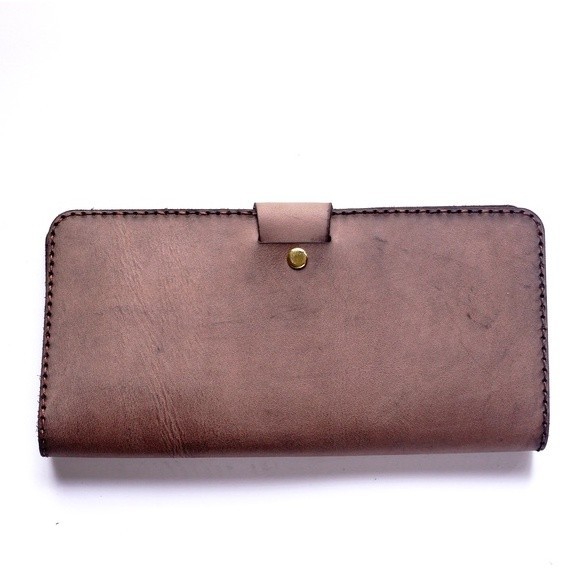 Ví da bò thủ công Nam Dài RAM Leather Cầm Tay Da Bò Sáp Ngựa Nâu Sang Trọng