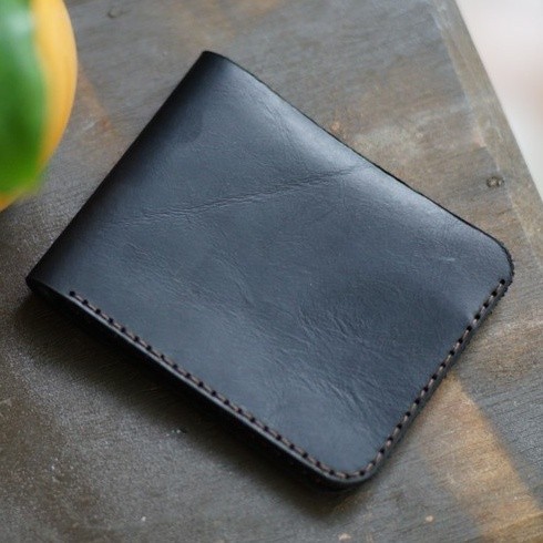 Ví da bò thủ công Nam Mini Nam Nữ RAM Leather Handmade Da Bò Đen