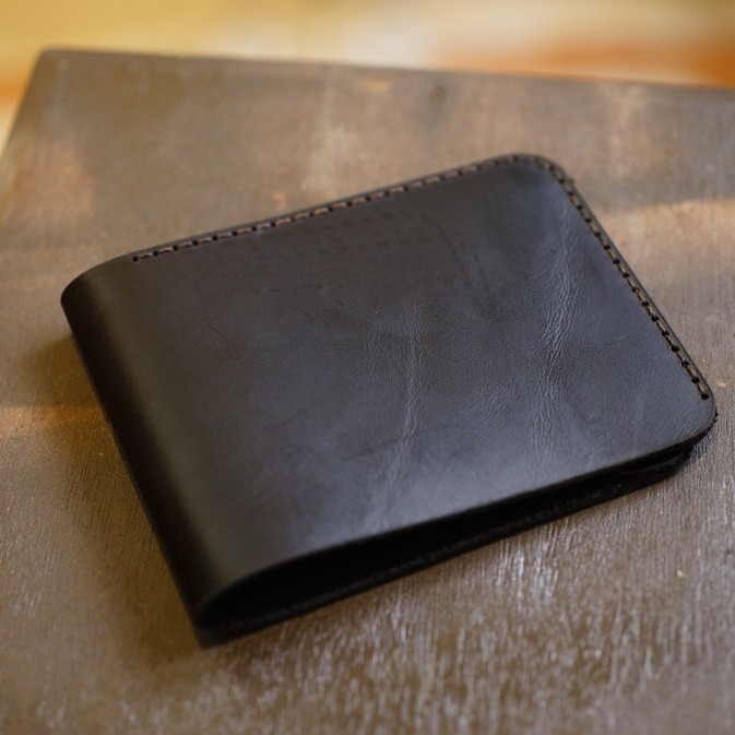 Ví da bò thủ công Nam Mini Nam Nữ RAM Leather Handmade Da Bò Đen