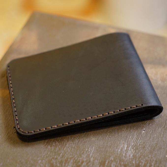 Ví da bò thủ công Nam Mini Nam Nữ RAM Leather Handmade Da Bò Đen