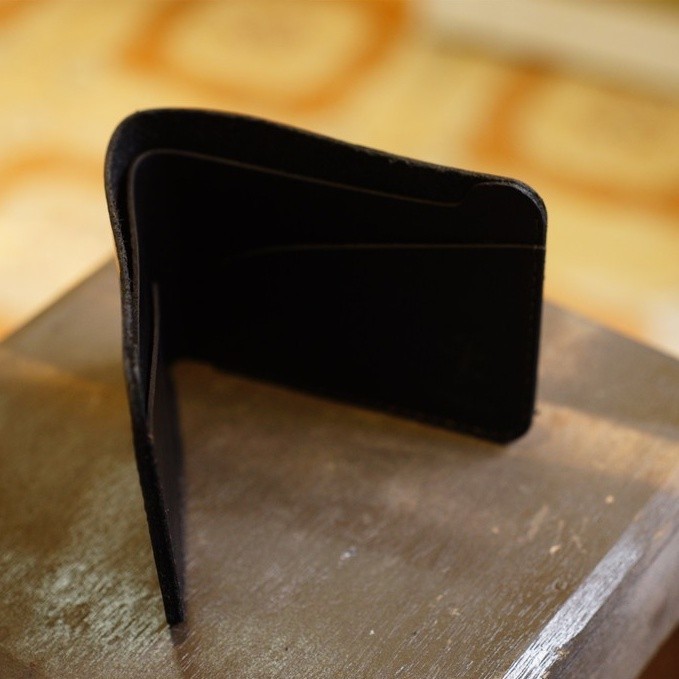 Ví da bò thủ công Nam Mini Nam Nữ RAM Leather Handmade Da Bò Đen