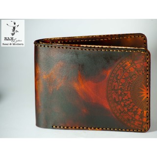Ví Siêu bền da bò thật Handmade Nữ Da Bò Italia Veg RAM Leather Khắc Trống Đồng Việt Nam Nâu Medium Brown