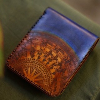 Ví Siêu bền da bò thật Handmade Nữ Da Bò Italia Veg RAM Leather Màu Xanh Dương