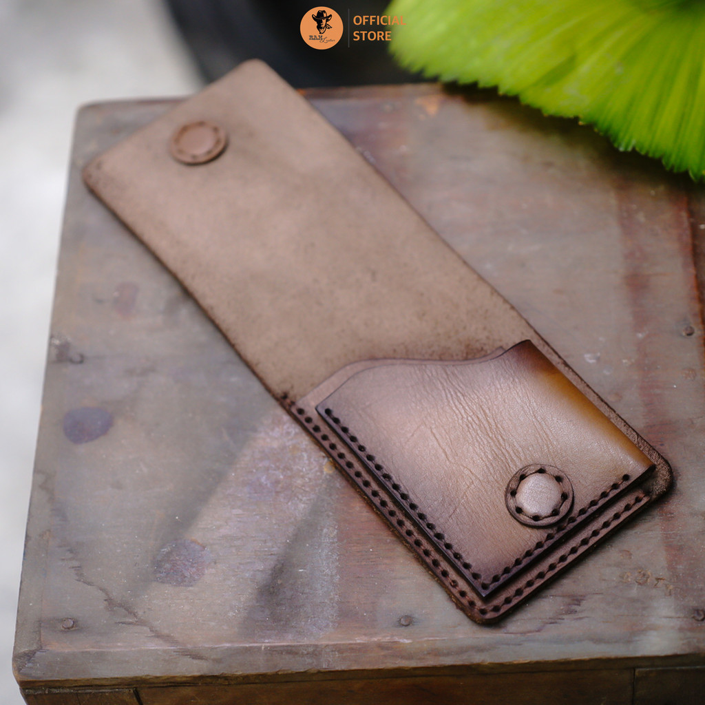 Ví để Card da bò Veg nhuộm thủ công màu nâu - RAM Leather