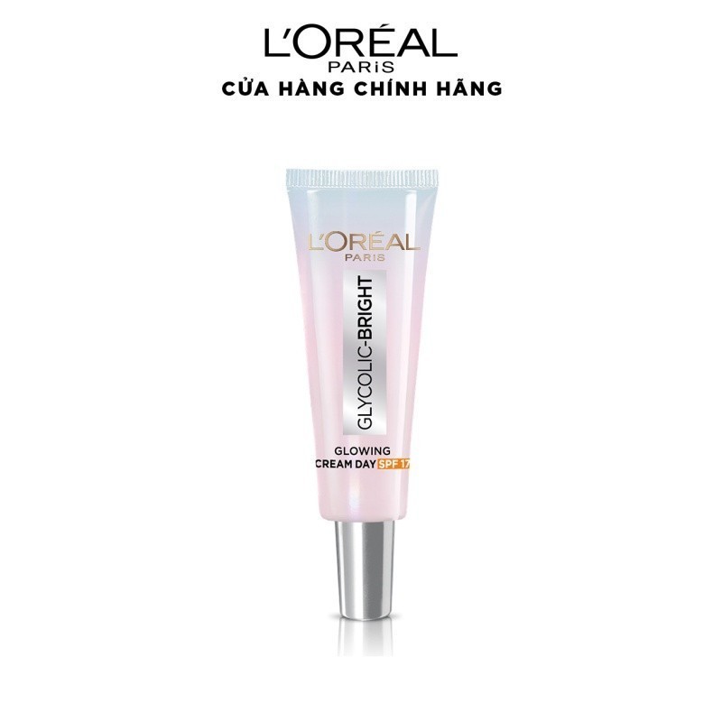 [Quà tặng không bán] Kem ngày dưỡng sáng mờ thâm nám L'Oreal Paris Glycolic Bright Glowing Cream Day SPF 17 7.5ml