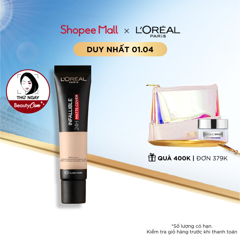 Kem nền Kiềm dầu lâu trôi L’Oreal Paris Infallible 24H MATTE COVER