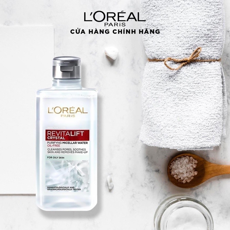 [Quà tặng không bán] Nước làm sạch và tẩy trang mềm mịn cho da dầu L'Oreal Paris Revitalift Crystal Micellar Water 95ml