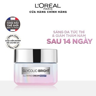 [Quà tặng không bán] Kem đêm dưỡng sáng mờ thâm nám L'Oreal Paris Glycolic (AHA) Bright 15ml