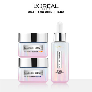 Bộ Serum 30ml & Kem ngày 15ml & Kem đêm 15ml sáng da tức thì Glycolic Bright L'Oreal Paris