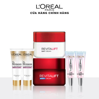 Bộ kem ProRetinol Revitalift 50ml x2 & 2KCN bảo vệ UV Defender 15ml & 2 Tẩy trang ki