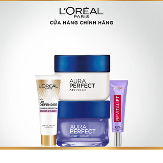 Bộ kem dưỡng sáng da & kem chống nắng & dưỡng chất căng mướt da L'Oreal Paris