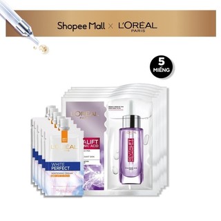 [Mã LORESBD -12% đơn 500K] Bộ 5 mặt nạ HA Fresh Mix Serum & 5 kem dưỡng sáng da White Perfect L'Oreal Paris
