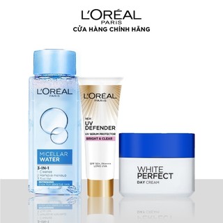 [Quà tặng không bán] Bộ kem dưỡng trắng & tẩy trang & chống nắng mini L'Oreal Paris