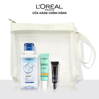Bộ Travel Kit chống nắng, tẩy trang & hoạt chất cho da dầu L'Oreal Paris