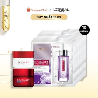 [Mã LORESBD -12% đơn 500K] Bộ 10 mặt nạ HA Fresh Mix Serum & kem ngày Revitalift & kem đêm Revitalift L'Oreal Paris