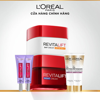 Bộ kem dưỡng chống lão hoá & 2 serum siêu cấp ẩm & 2 kem chống nắng L'Oreal Paris