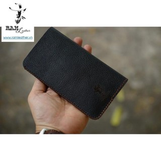 Bao da siêu bền bò thật handmade thủ công Điện Thoại BB Key One / Key2 Da Dê Đen Tuyền Cực Chất