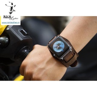 Dây đồng hồ siêu bền Cho AW, iWatch Series 7 SE 6 5 4 3 2 1 da bò thật handmade Ram Bundstrap B2