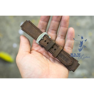 Dây đồng hồ siêu bền da bò thật handmade Nâu Đất Cực Chất size 22mm, 21mm, 20mm, 19mm, 18mm, AW, Casio 1200