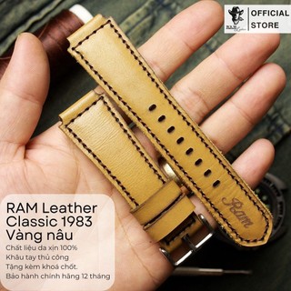 Dây đồng hồ siêu bền da bò thật handmade Vàng Sáng Cho Casio AE 1200 WHD / / Orient Sk da bò thật handmade Ram 1983