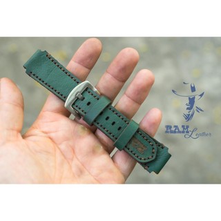 Dây đồng hồ siêu bền da bò thật handmade Xanh Rêu Cho Casio AE 1200 / 1300/ 1100 / 1000 / Seiko / Orient RAM