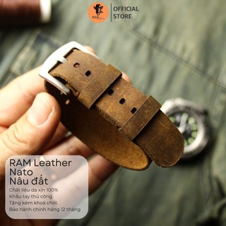 Dây đồng hồ siêu bền Nato Da Bò Lộn Nâu (da bò thật handmade) size 22mm, 21mm, 20mm, 19mm, 18mm, AW, Casio 1200