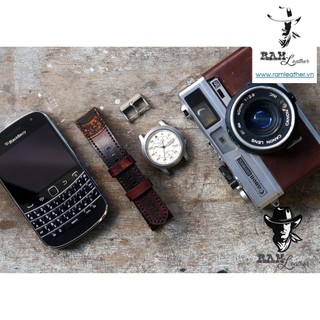 Dây đồng hồ siêu bền Ram Traditional Mahogany Da Bò Veg Ý size 22mm, 21mm, 20mm, 19mm, 18mm, AW, Casio 1200