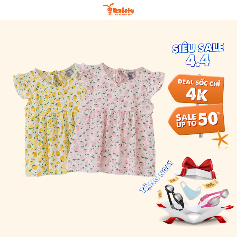 Áo babydoll cho bé gái hoa nhí Rabity mùa hè chất liệu cotton cho trẻ em 92409