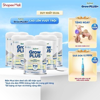 Combo 5 Sữa Bột Nutifood Sweden GrowPLUS+ Cao lớn vượt trội từ 1 - 2 tuổi (Bạc) 800g