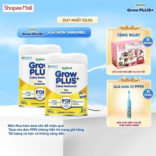 Combo 2 Sữa Bột Nutifood Sweden GrowPLUS+ Sữa Non Immunel trên 2 tuổi lon 800 g